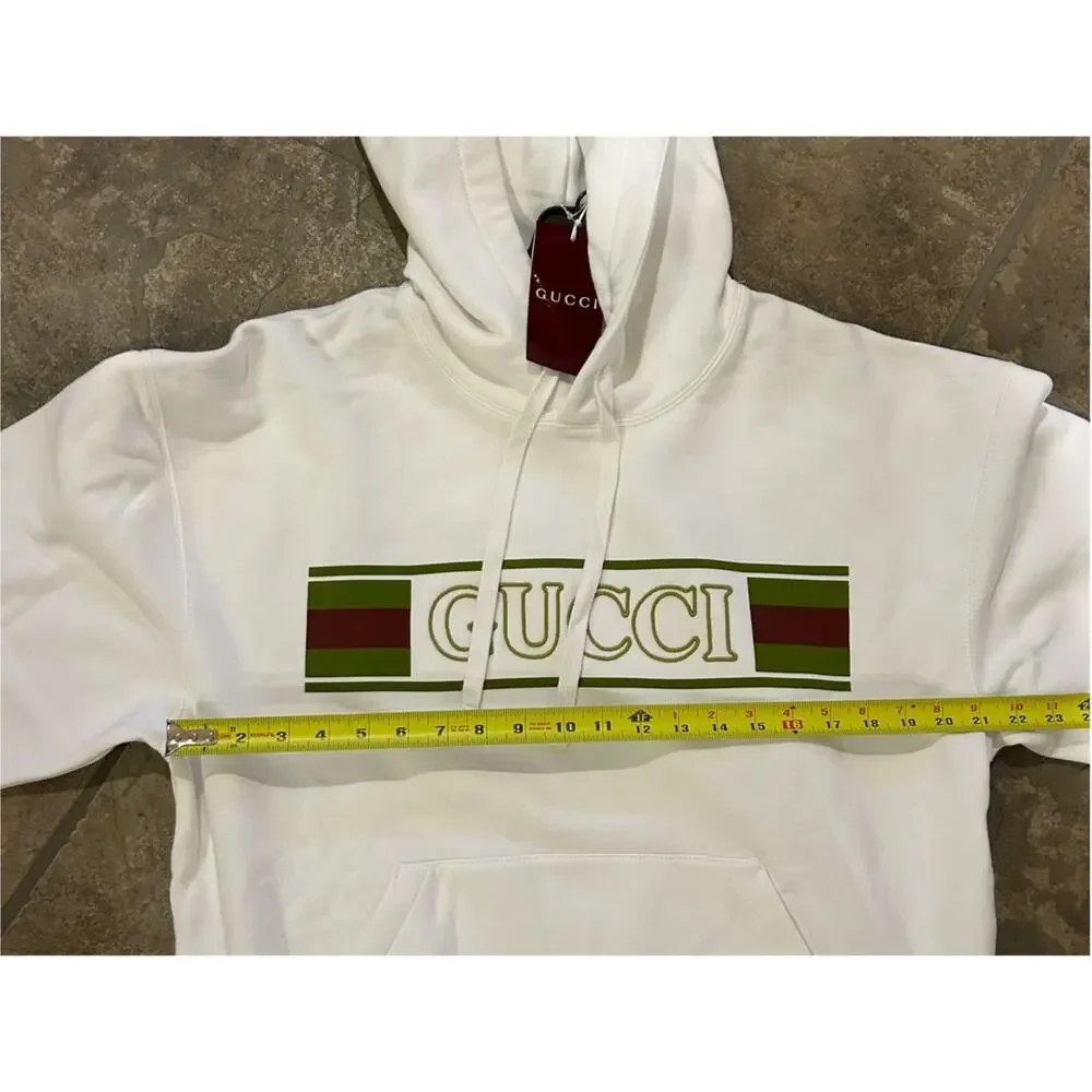 Men's Gucci cotton, hooded sweatshirt, green/red web stripe logo size large